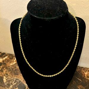 Gold tone rope chain necklace